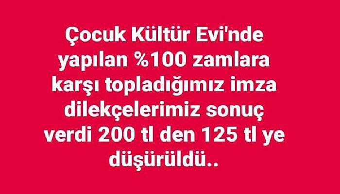 Çocuk Kültür Evi’nde yapılan yüzde yüz zam düşürüldü