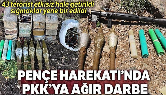Pençe Harekatı'nda 43 terörist etkisiz hale getirilirken, hedefler imha edildi