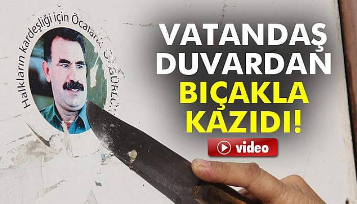 Vatandaş duvardan bıçakla kazıdı