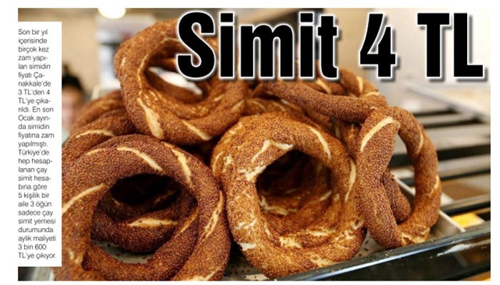 Çanakkale'de Simit 4 TL