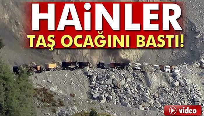 Teröristler taş ocağını bastı, iş makinelerini ateşe verdi