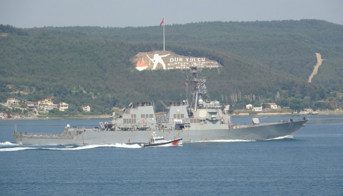 ABD savaş gemisi, Marmara Denizi'ne yol aldı (VİDEO)