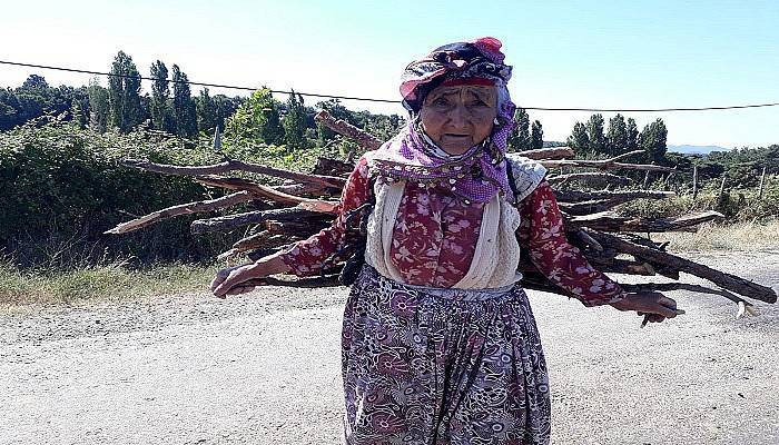 94 yaşında, kışlık odununu sırtında taşıyor (VİDEO)