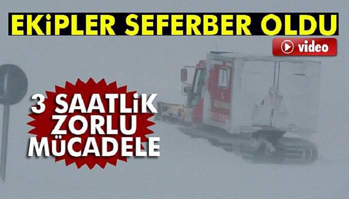 Yolu kapanan köyde hamile kadın için ekipler seferber oldu