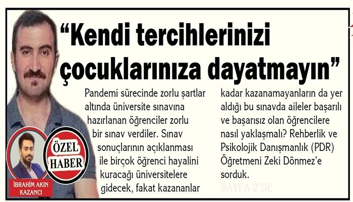 “Kendi tercihlerinizi çocuklarınıza dayatmayın”