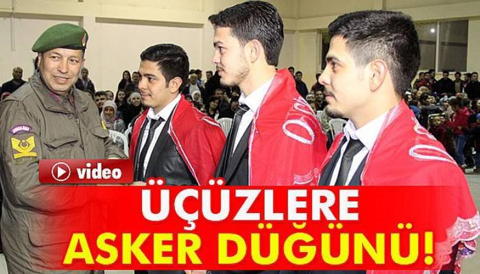 Üçüz kardeşlere asker düğünü