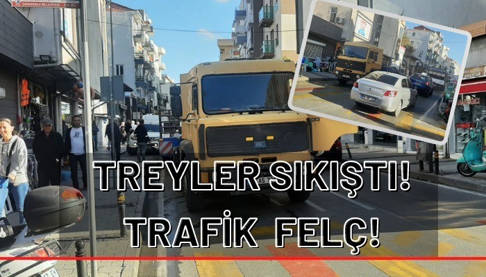 Treyler Sıkıştı, Trafik Felç Oldu (VİDEO)