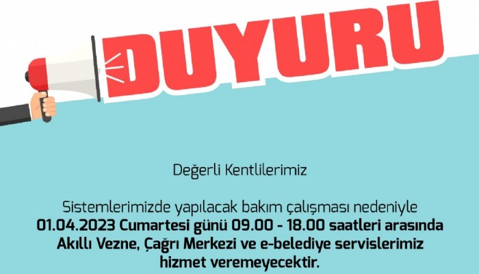 Çanakkale Belediyesi Akıllı Vezne, Çağrı Merkezi ve E-Belediye Servisleri Hizmet Veremeyecek