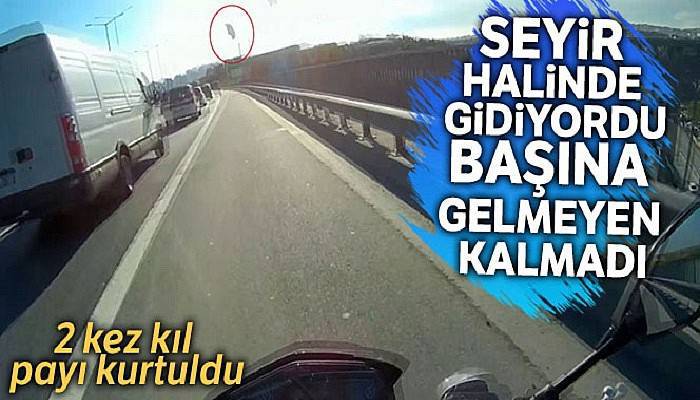 TEM Otoyolu'nda motosikletlinin 'başına' gelmeyen kalmadı