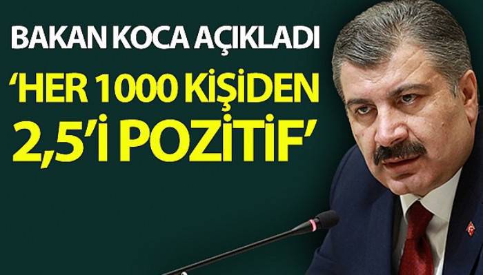 Bakan Koca: '150.000 kişiyle yapılan testten, her 1.000 kişiden 2,5'inde test sonucu pozitif çıkmıştır'