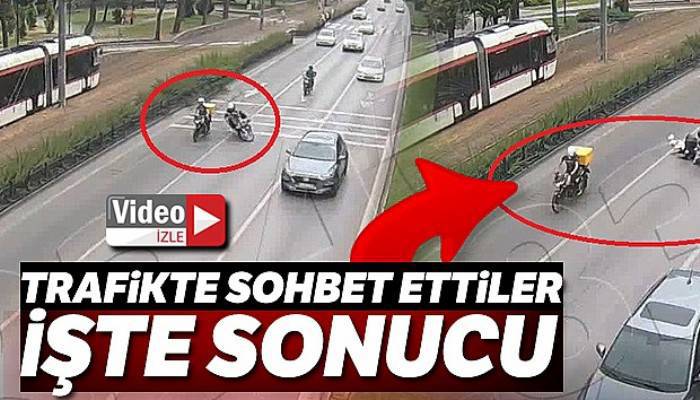 Trafikte sohbet ve kaza anı kamerada