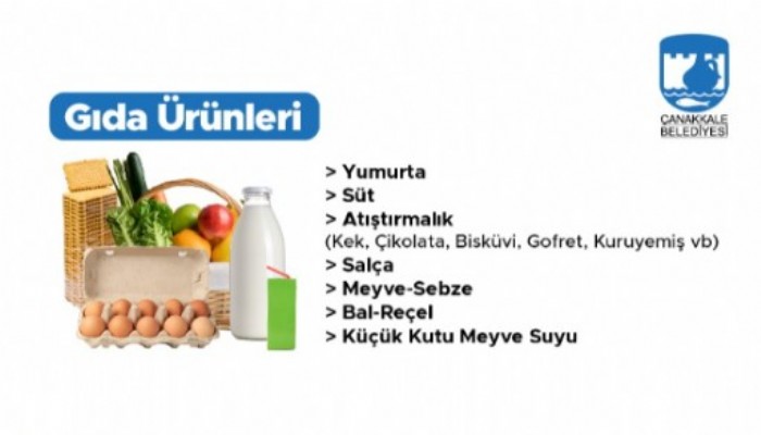 Çanakkale Belediyesi Depremzedeler İçin Gıda Yardımları İhtiyaç Listesini Güncelledi