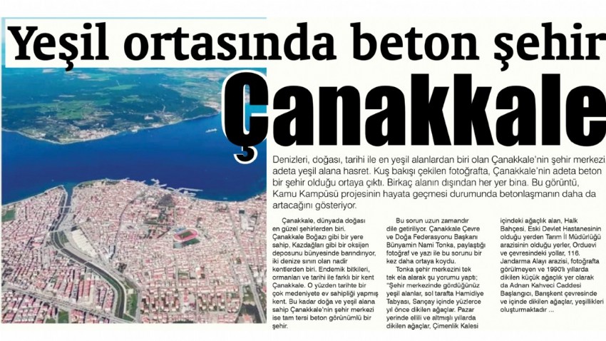 Yeşil ortasında beton şehir Çanakkale