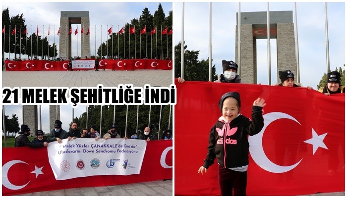 Down sendromlu 21 çocuk, Şehitler Abidesi’nde 21 metrelik Türk bayrağı açtı