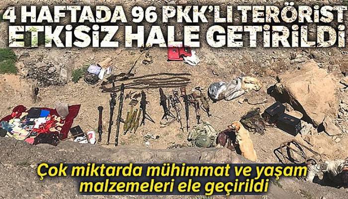 Irak'ın kuzeyinde 4 haftada 96 PKK'lı terörist etkisiz hale getirildi