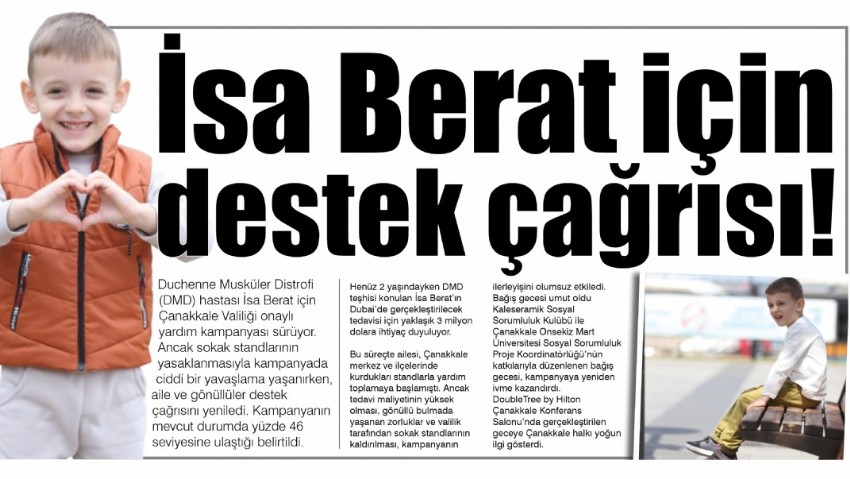 İsa Berat için destek çağrısı!