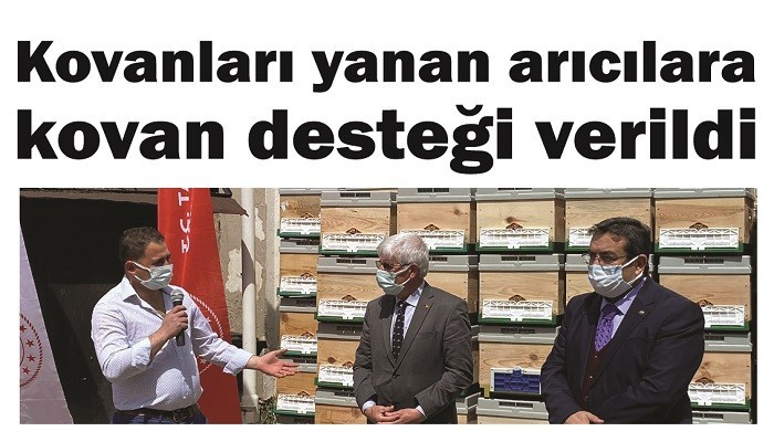 Kovanları yanan arıcılara kovan desteği verildi