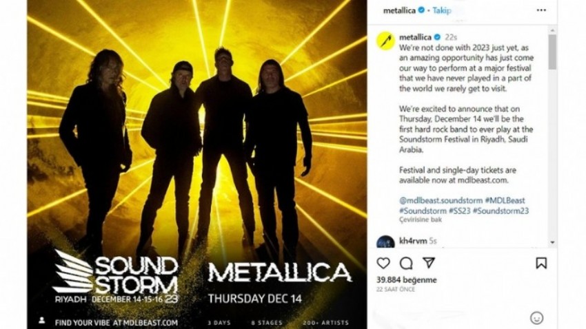  Metallica Suudi Arabistan'da konser verecek 
