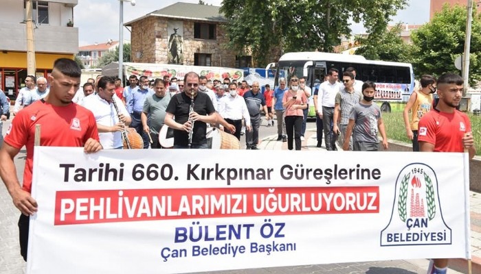 Çanlı pehlivanlar 660. Kırkpınar Yağlı pehlivan güreşlerine uğurlandı