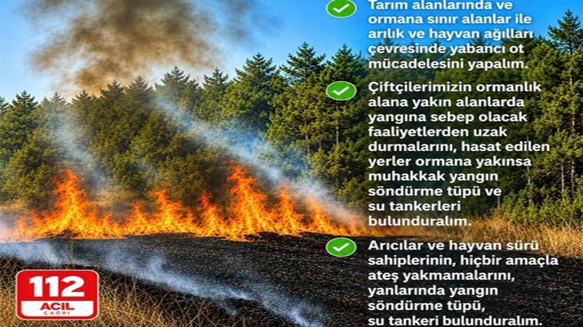 İl Tarım ve Orman Müdürlüğünden Yangın Uyarısı!