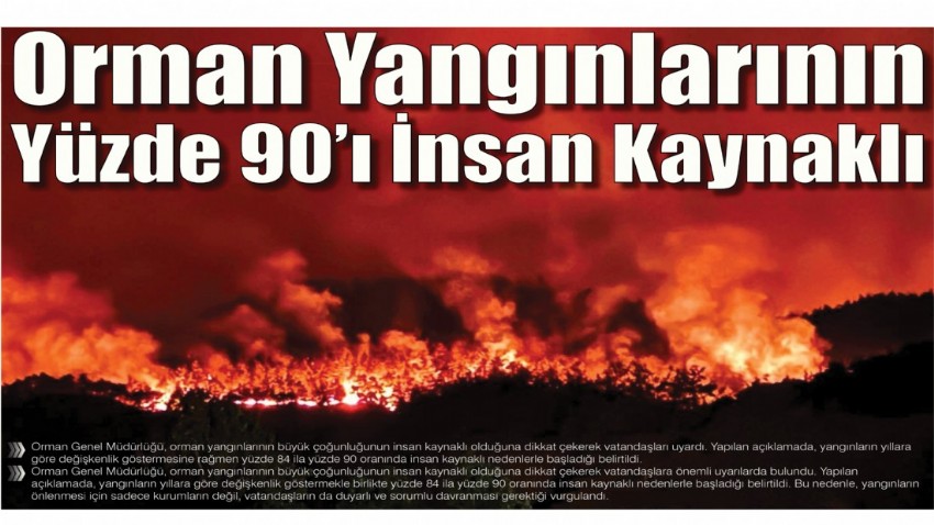 Orman Yangınlarının Yüzde 90’ı İnsan Kaynaklı