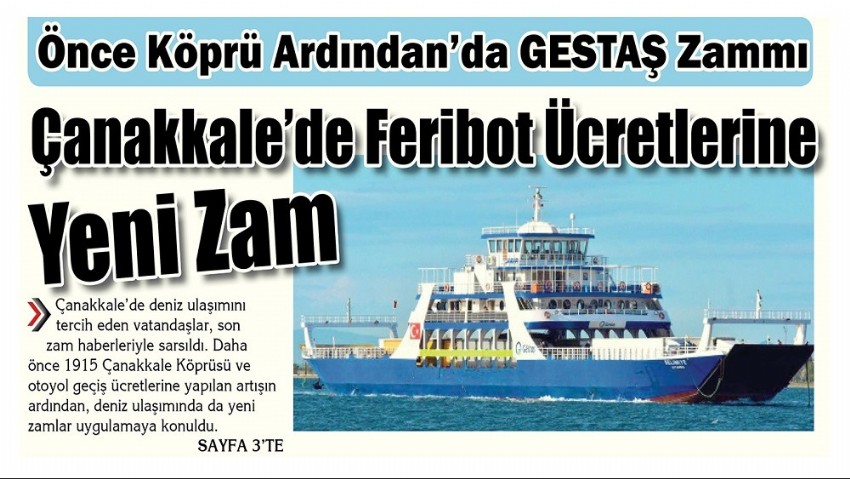Önce Köprü Ardından’da GESTAŞ Zammı