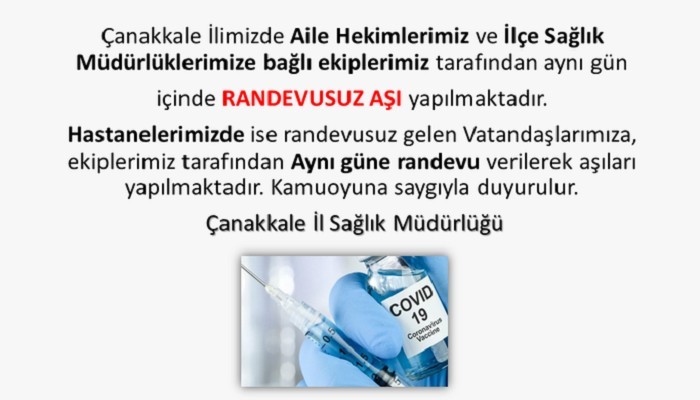 RANDEVUSUZ AŞILAR YENİDEN BAŞLADI