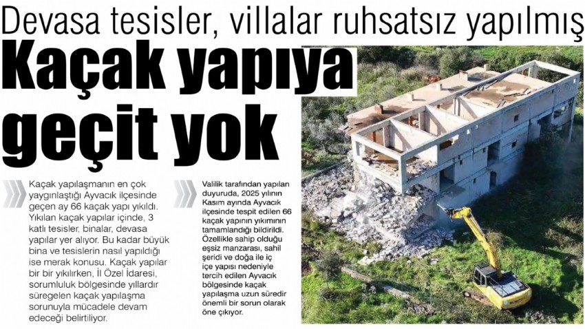 Kaçak yapıya geçit yok