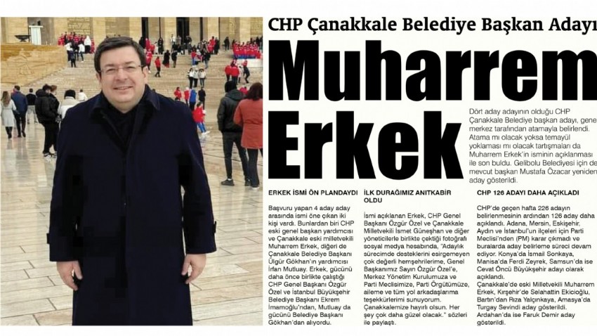 CHP Çanakkale Belediye Başkan Adayı Muharrem Erkek