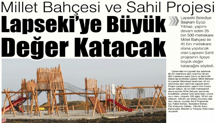 Millet Bahçesi ve Sahil Projesi Lapseki'ye Büyük Değer Katacak