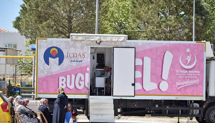 Lapseki'de mobil kanser tarama aracına yoğun ilgi