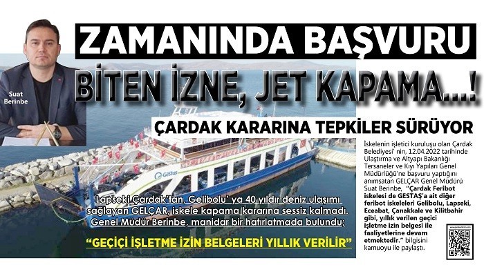 ZAMANINDA BAŞVURU BİTEN İZNE, JET KAPAMA...! ÇARDAK KARARINA TEPKİLER SÜRÜYOR