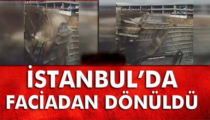 Başakşehir'de dev istinat duvarı çöktü