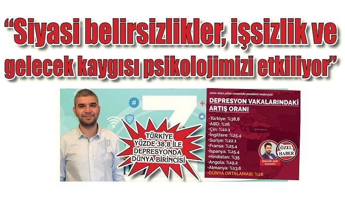 TÜRKİYE YÜZDE 38,8 İLE DEPRESYONDA DÜNYA BİRİNCİSİ