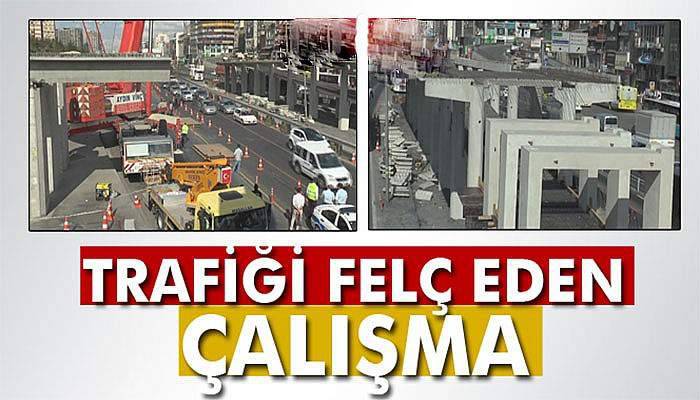 Metrobüs üst geçidi çalışması E-5’te yoğunluğa neden oldu