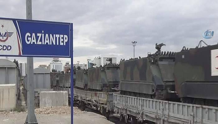 Sınıra sevk edilen askeri araçlar Gaziantep'te