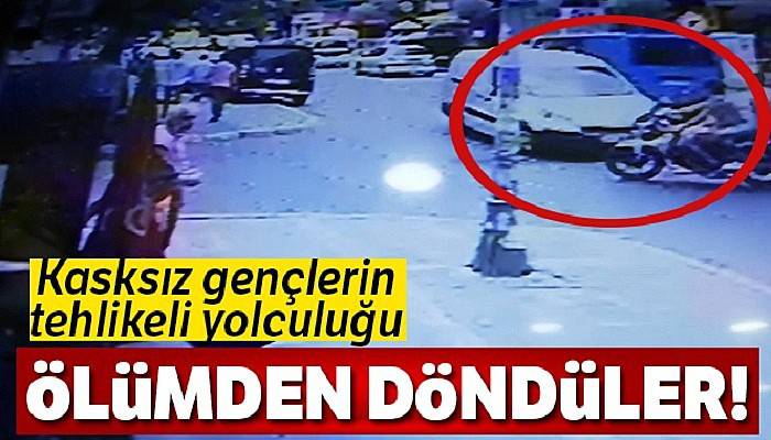 Avcılar'da motosikletteki kasksız gençlerin ölümden döndüğü anlar kamerada