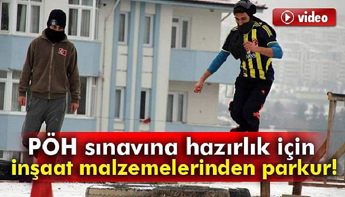  PÖH sınavına hazırlık için inşaat malzemelerinden parkur