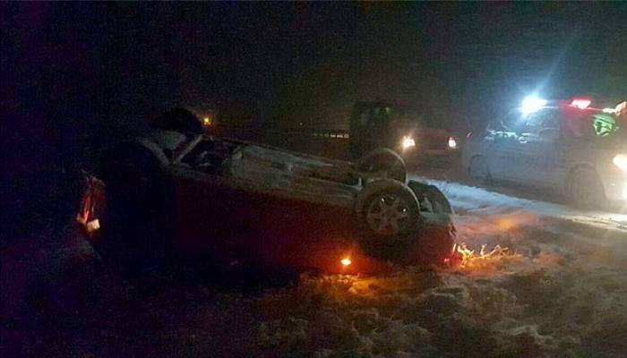 Park halindeki otomobili şarampole devirdi