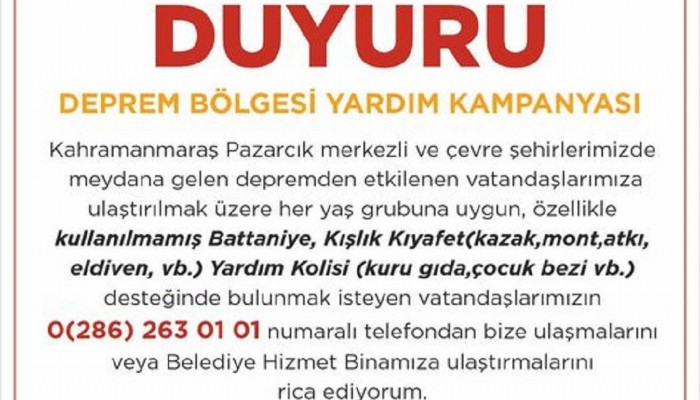 İlk Deprem Yardım Kampanyasını Kepez Belediyesi Başlattı