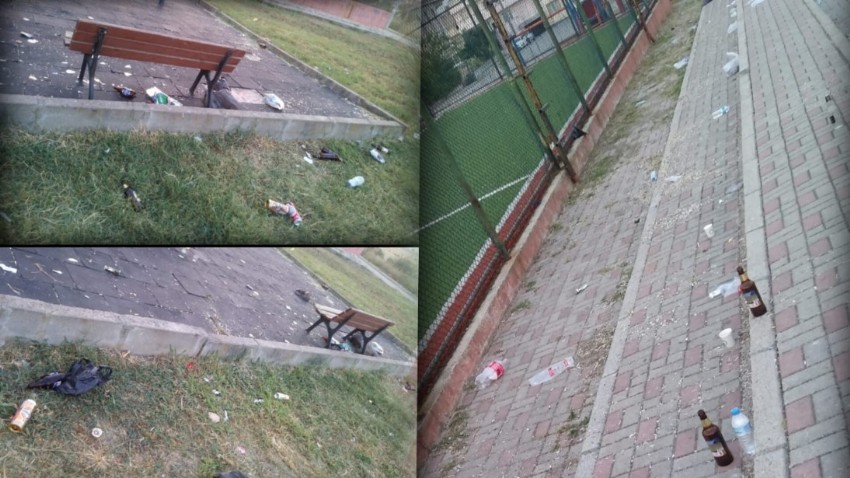 Şirintepe çocuk parkında yediler içtiler çöpleri bıraktılar!