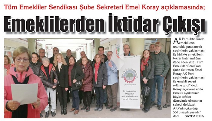 Emeklilerden İktidar Çıkışı