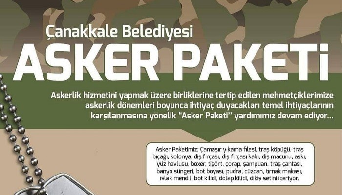 Çanakkale Belediyesi Asker Paketi Projesi devam ediyor