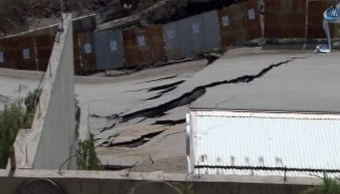 Başkent’te çöken yol trafiğe kapatıldı