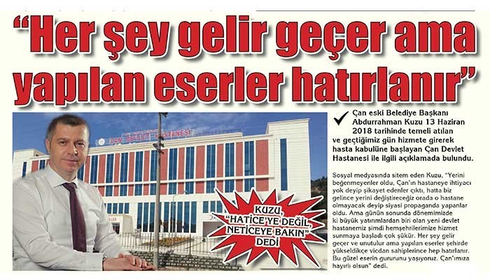 “Her şey gelir geçer ama yapılan eserler hatırlanır”