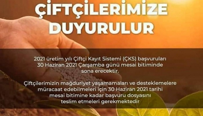 ÇİFTÇİ KAYIT SİSTEMİ BAŞVURUSU 30 HAZİRAN’DA SON