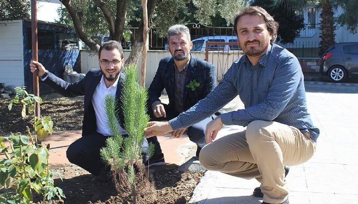 Şehitler Camii bahçesine fidan dikildi