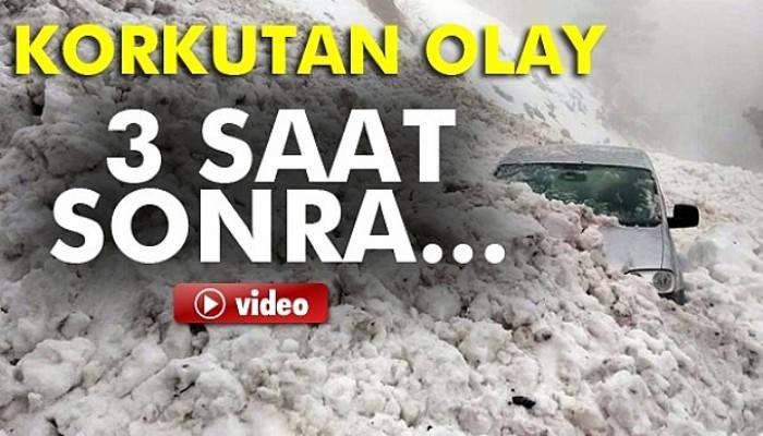 Alanya’da otomobilin üzerine çığ düştü