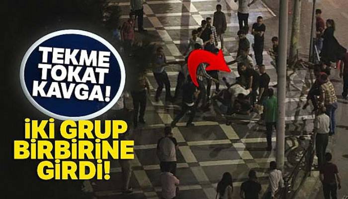 İki grup arasında tekme tokat kavga kamerada