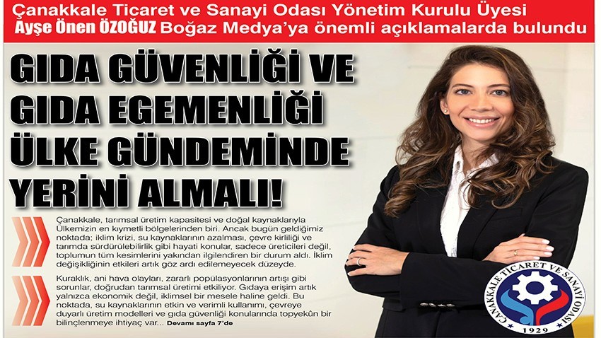 GIDA GÜVENLİĞİ VE GIDA EGEMENLİĞİ ÜLKE GÜNDEMİNDE YERİNİ ALMALI !